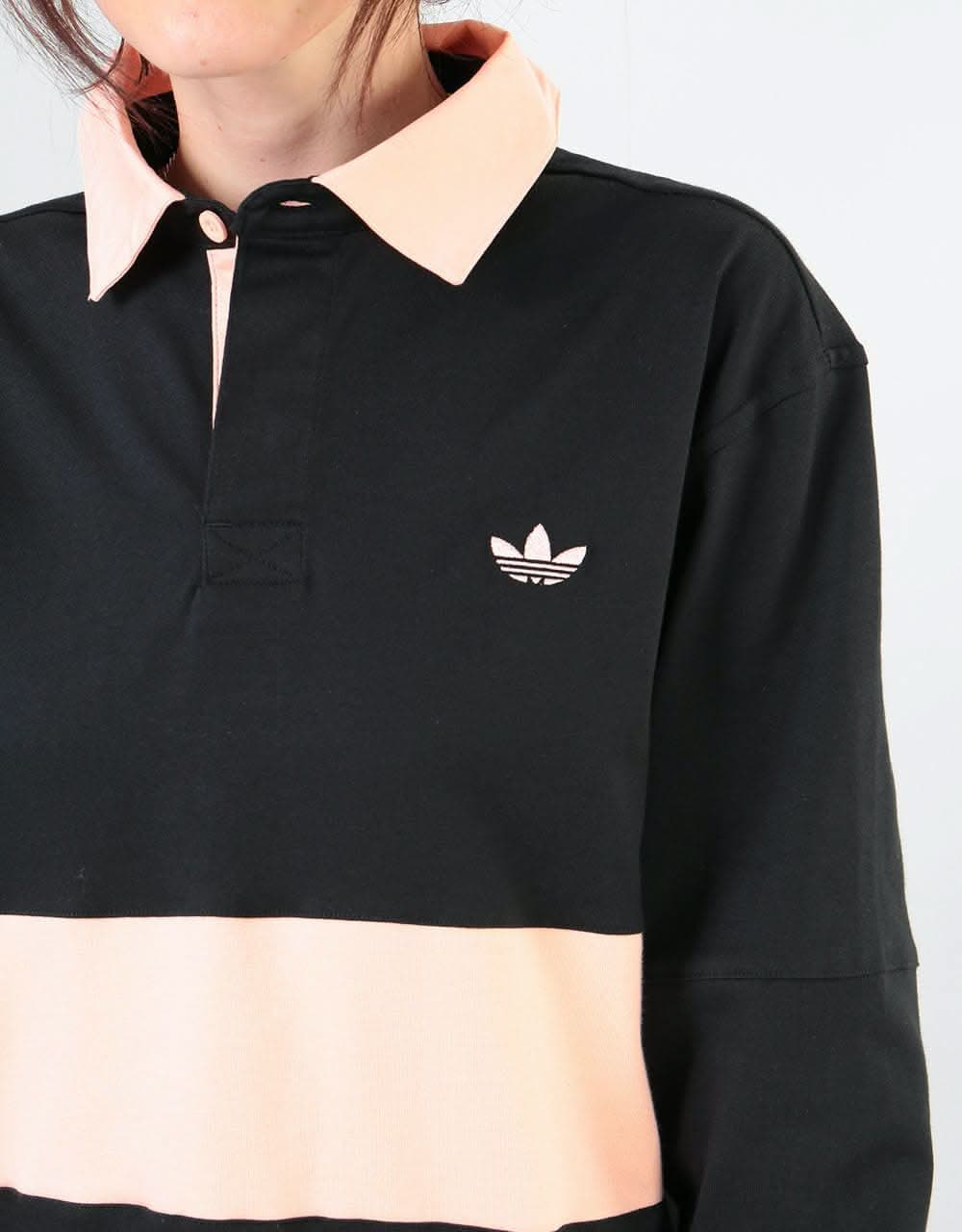 Adidas Nora L/S Polo Shirt - Black/Glow Pink