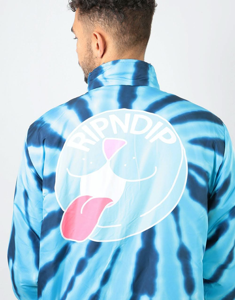 RIPNDIP Pill Reversible Sherpa Varsity Jacket - Solid Grey/Blue Dye