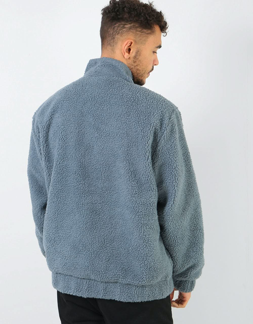 RIPNDIP Pill Reversible Sherpa Varsity Jacket - Solid Grey/Blue Dye