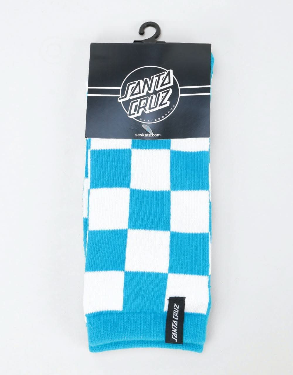 Santa Cruz Warp Checker Sock - Cyan/Black