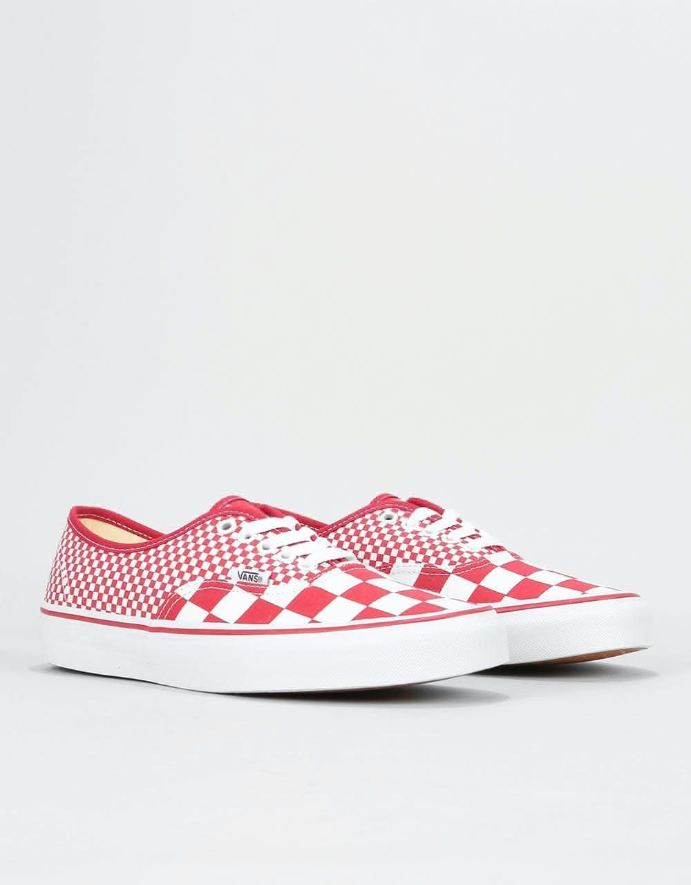 Vans Authentic Skate Shoes - (Mix Checker) Chili Pepper/True White