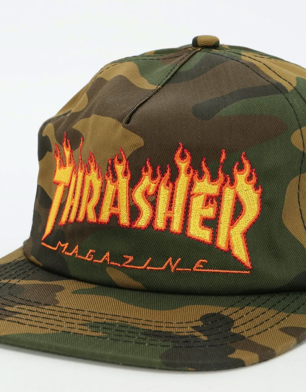 Thrasher Flame Snapback Cap - Camo