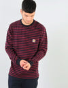 Carhartt WIP L/S Haldon Pocket T-Shirt - Haldon Stripe/Dark Navy/Merlot