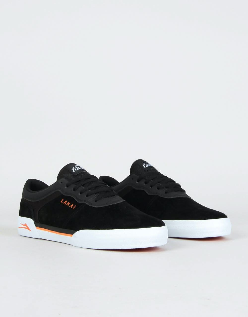 Lakai Staple Skate Shoes - Black/Orange Suede