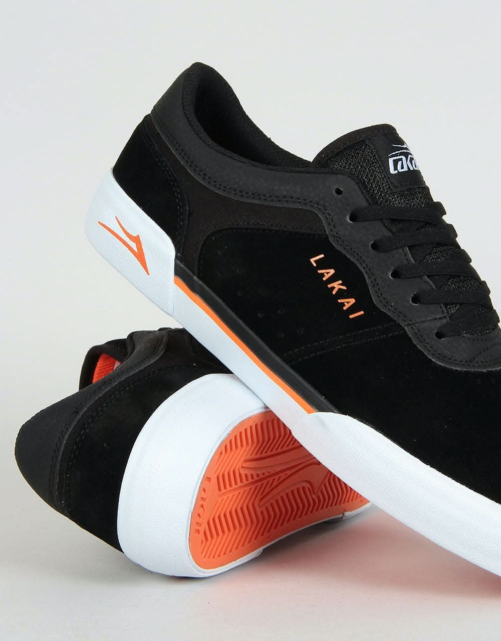 Lakai Staple Skate Shoes - Black/Orange Suede