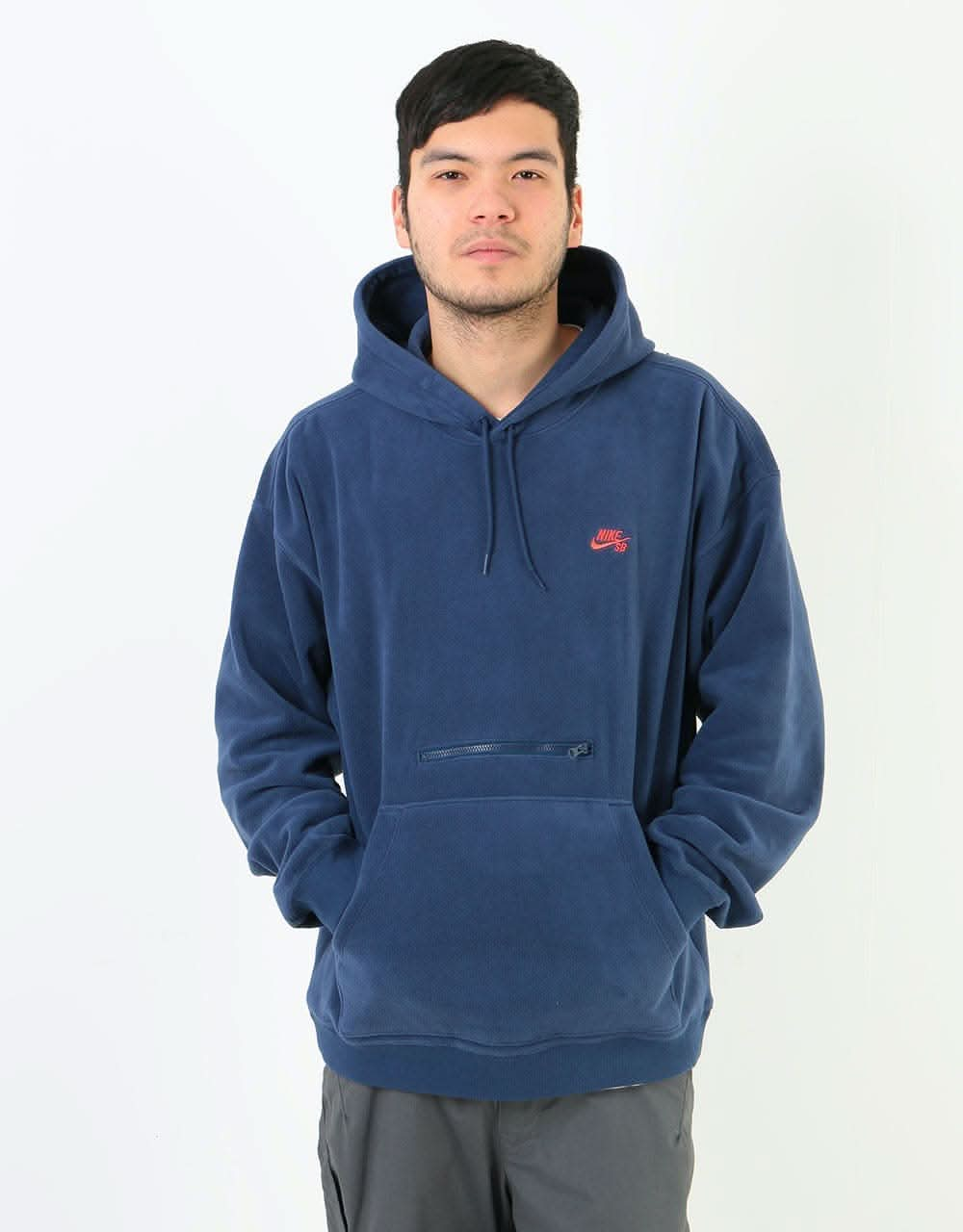 Nike SB Novelty Fleece Pullover Hoodie - Midnight Navy/Bright Crimson