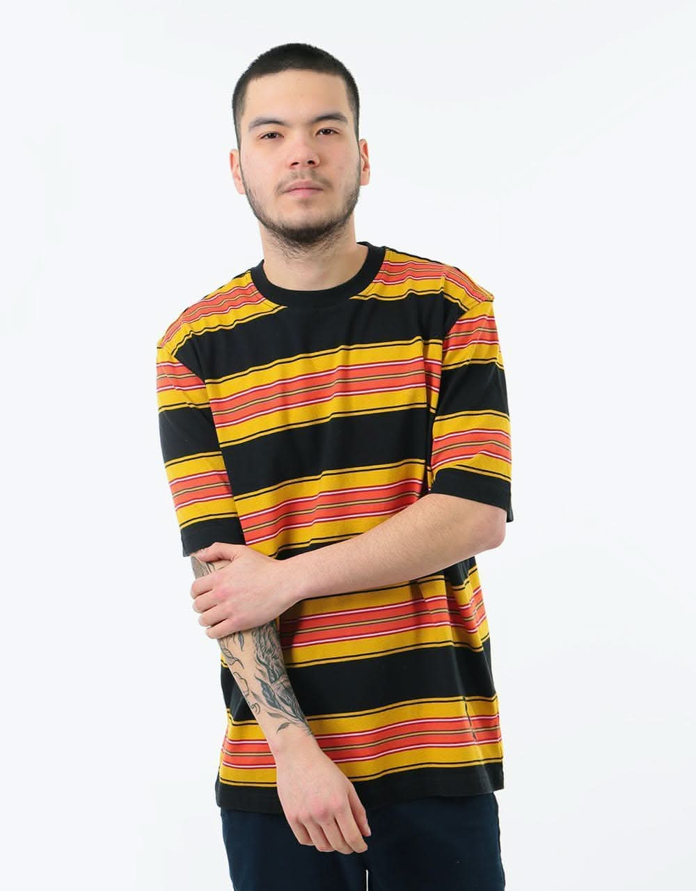 Stüssy Multi Stripe Crew T-Shirt - Black