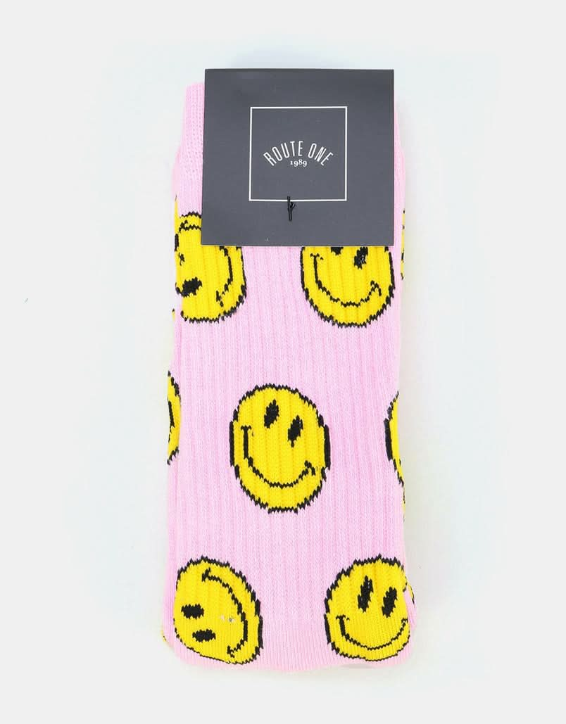 Route One Smile Socken – Hellrosa