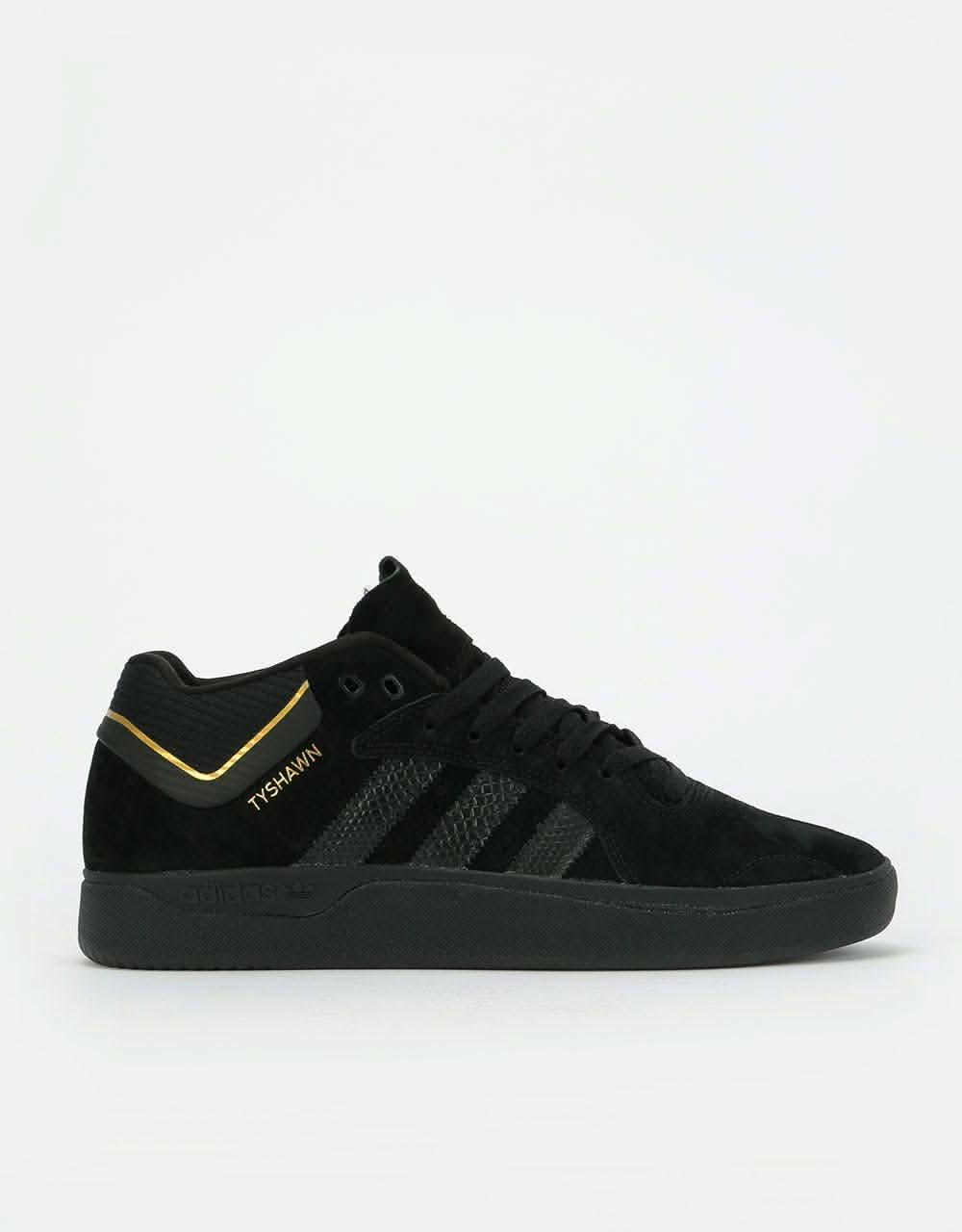 Adidas Tyshawn Skate Shoes - Core Black/Core Black/Gold Metallic