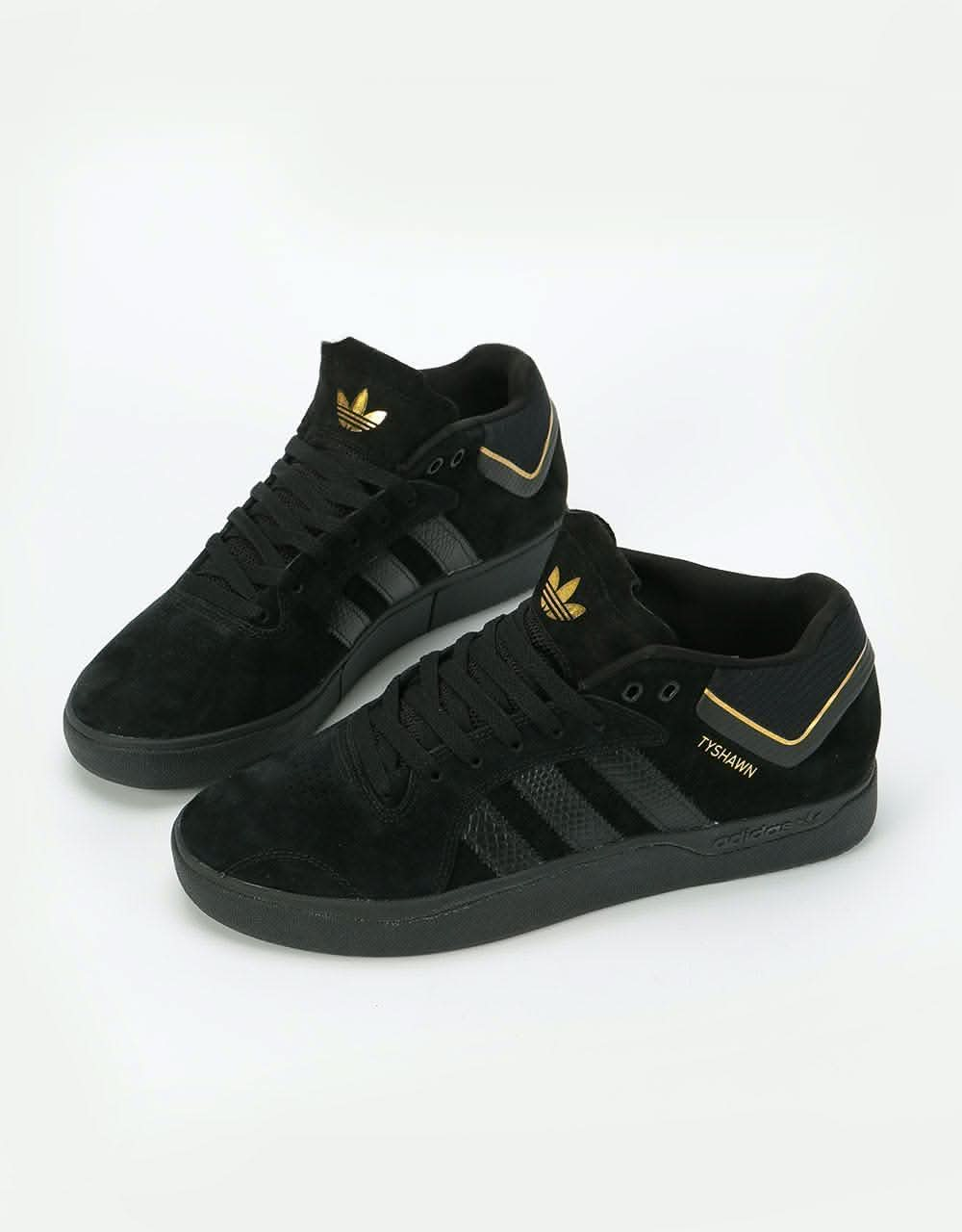 Adidas Tyshawn Skate Shoes - Core Black/Core Black/Gold Metallic