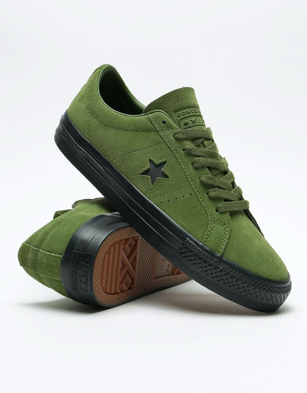 Converse One Star Pro Ox Suede Skate Shoes - Cypress Green/Black/Black