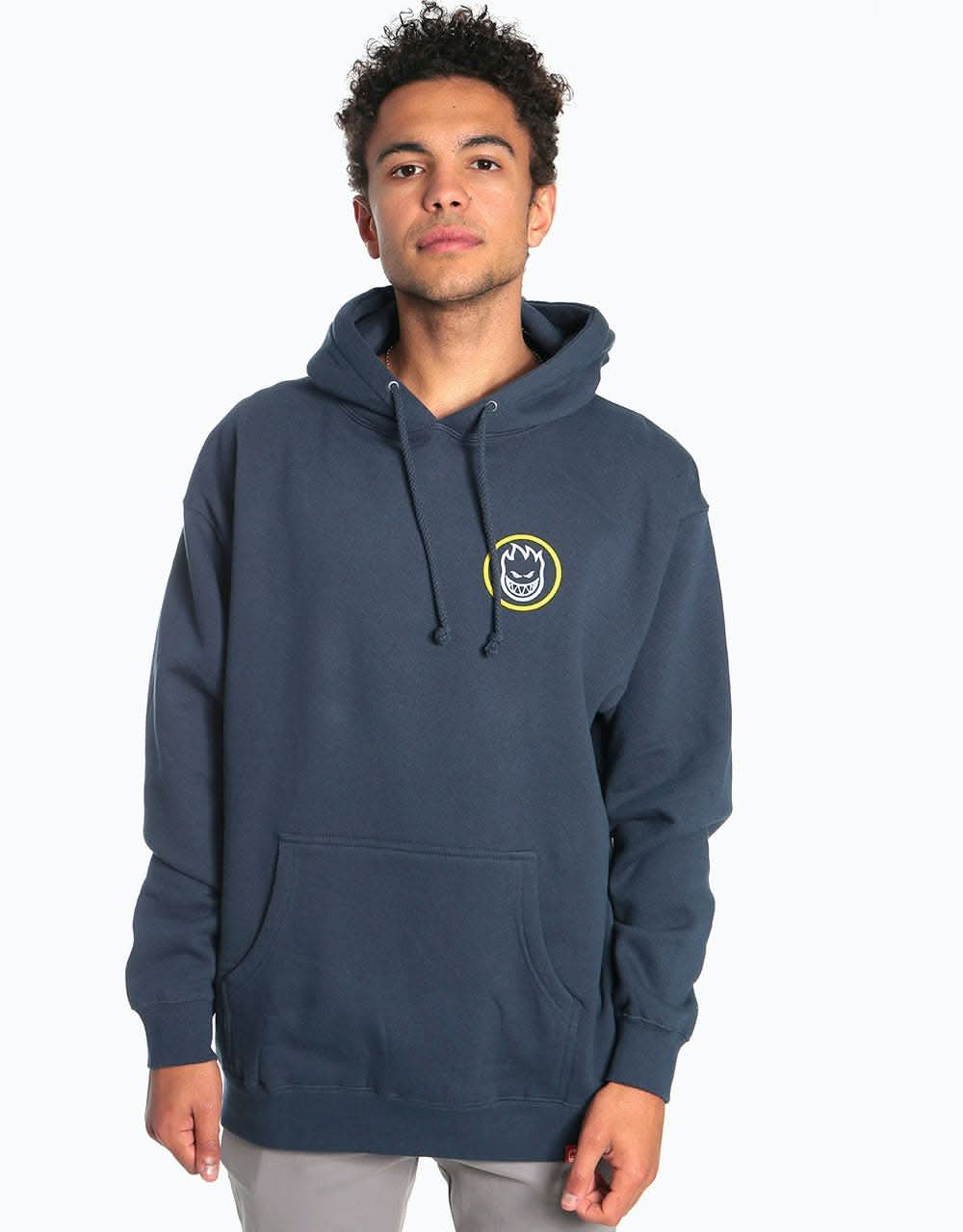 Spitfire Classic Swirl Fade Pullover Hoodie - Slate Blue/Yellow-White