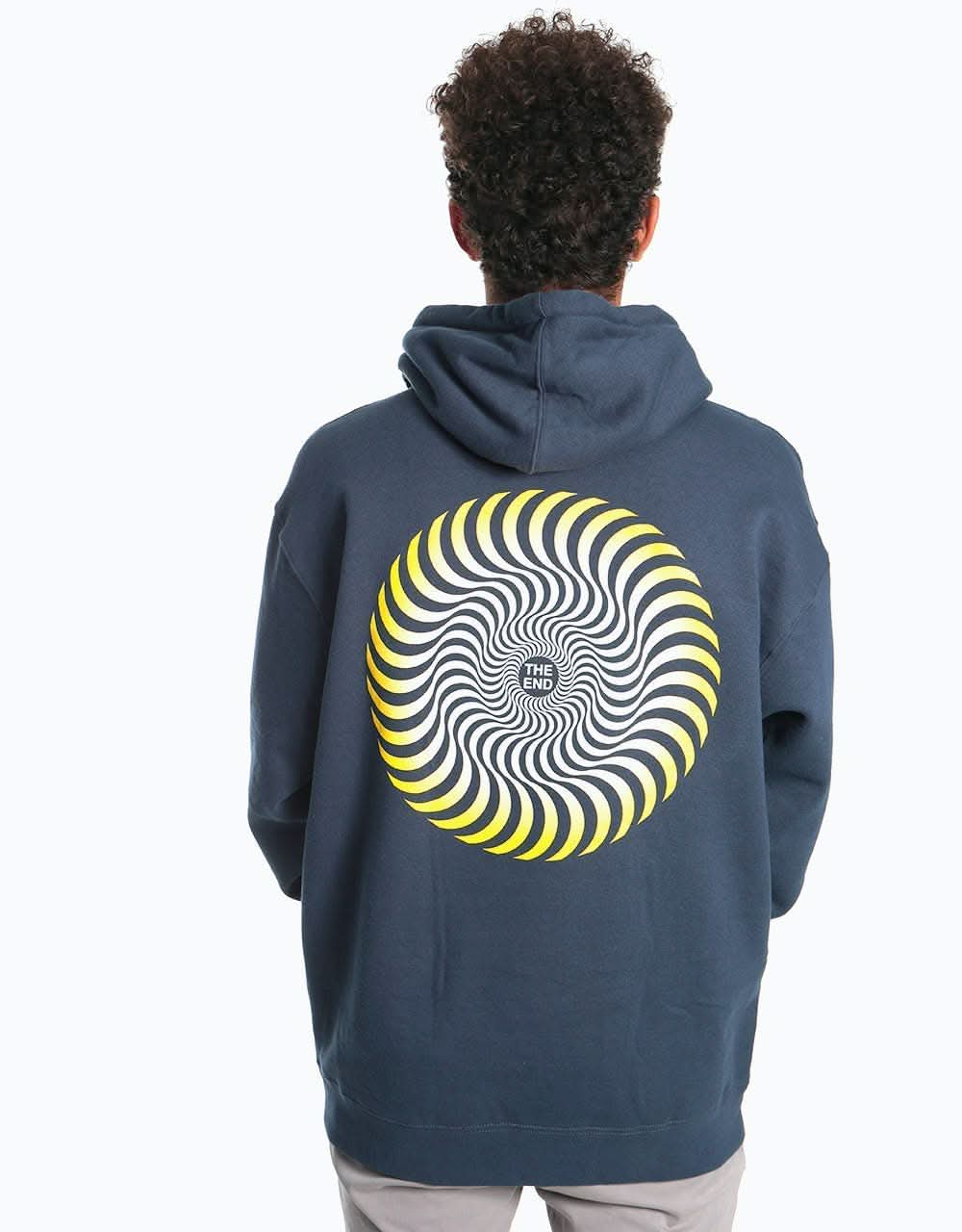 Spitfire Classic Swirl Fade Pullover Hoodie - Slate Blue/Yellow-White