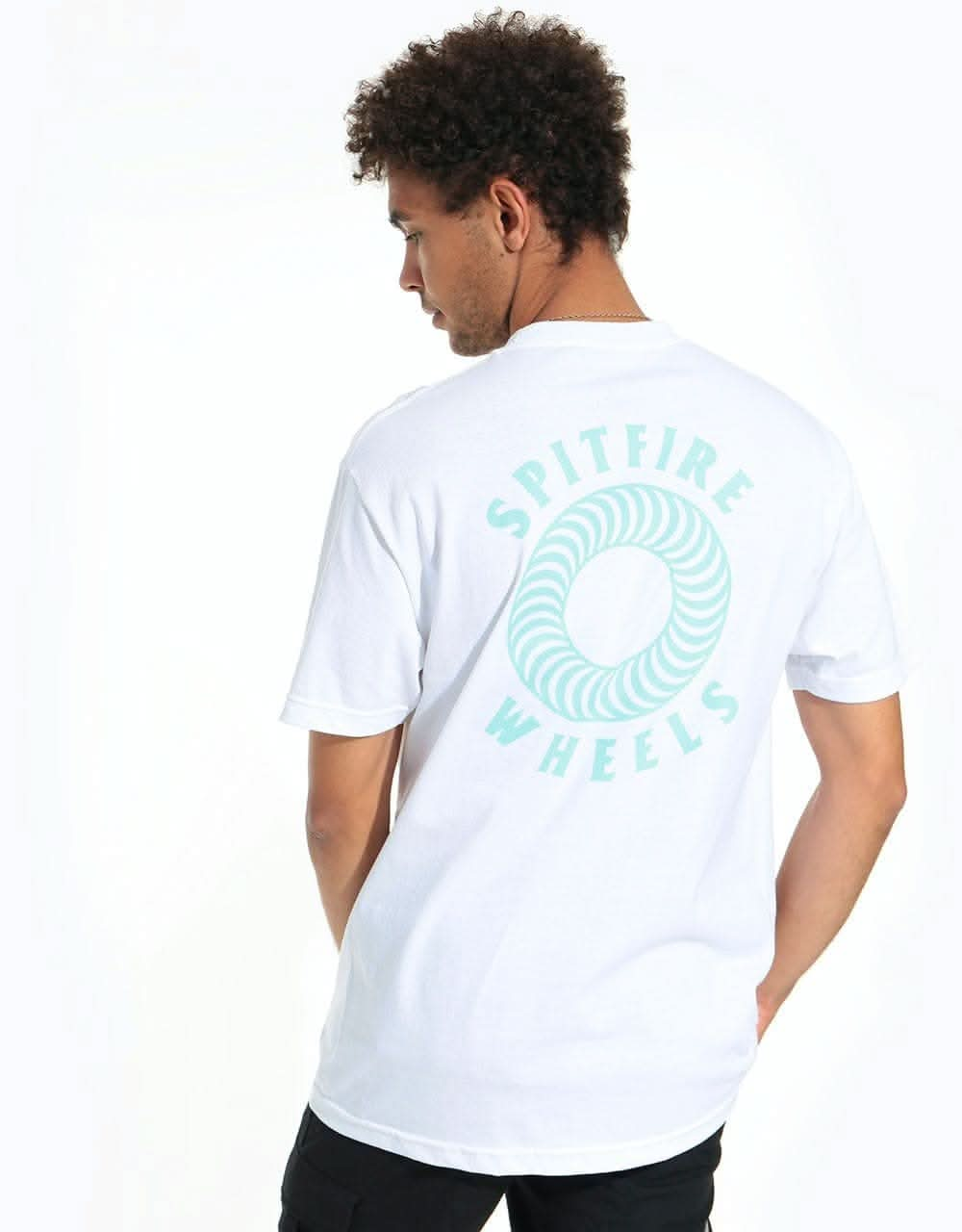 Spitfire Hollow Classic Pocket T-Shirt - White/Aqua