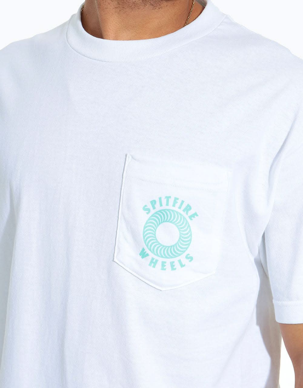 Spitfire Hollow Classic Pocket T-Shirt - White/Aqua