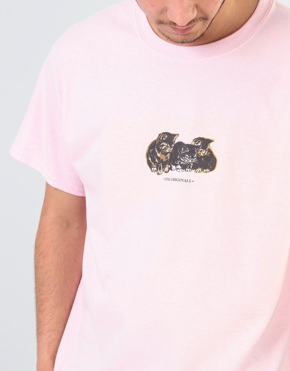 Route One Trippy Kitty T-Shirt - Light Pink