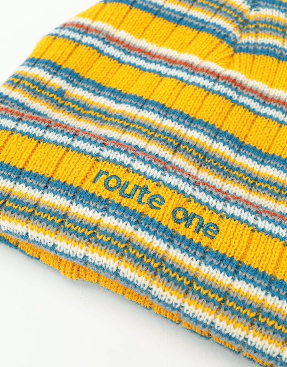 Route One Striped Fisherman Beanie - Yellow/Multi