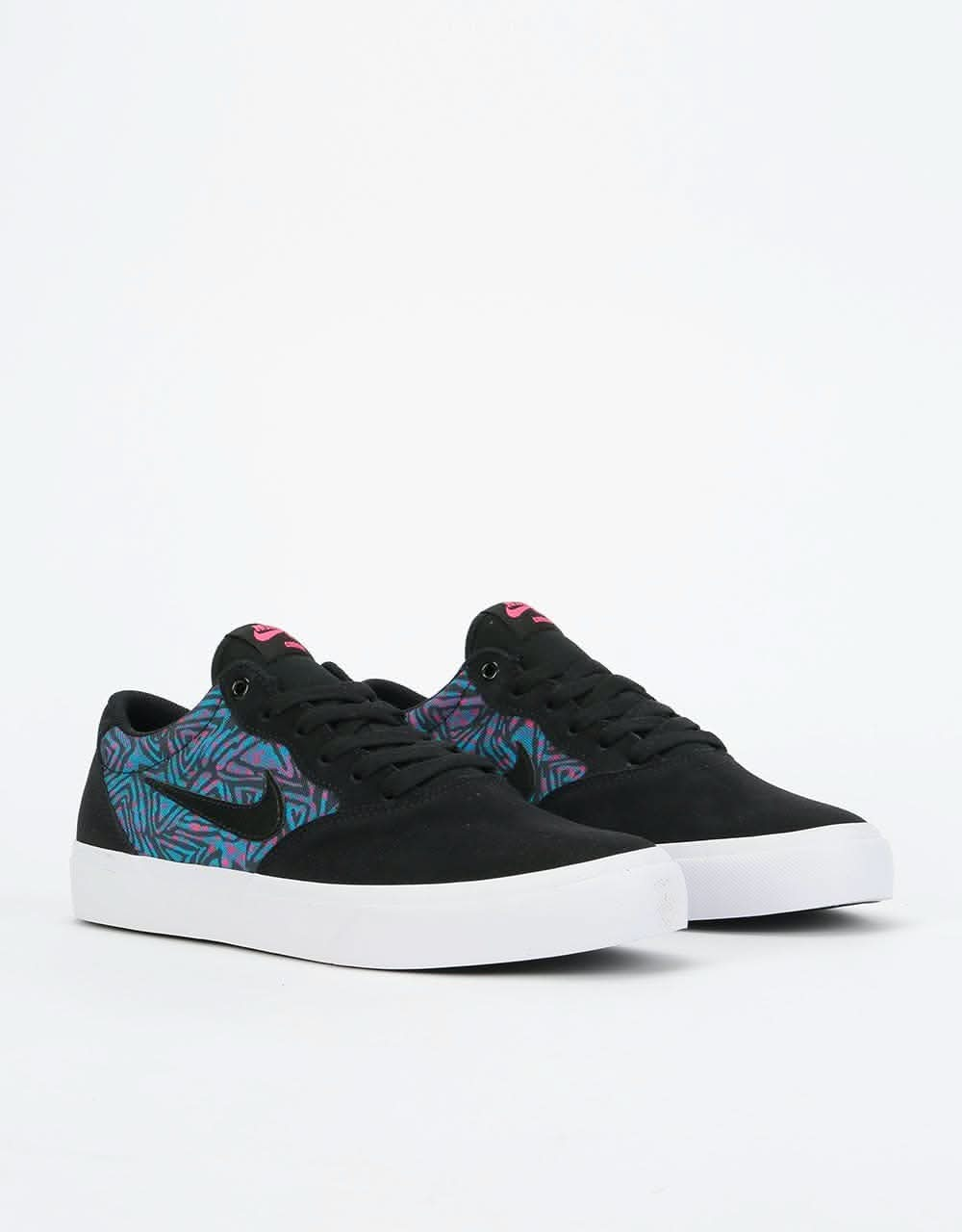 Nike SB Chron Solarsoft Premium Skate Shoes - Black/Black-Laser Blue-White