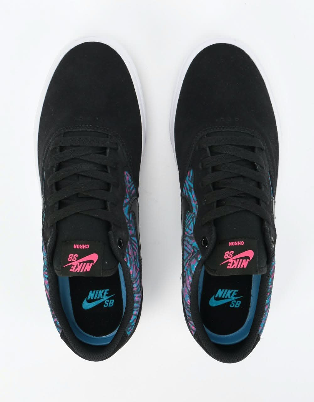 Nike SB Chron Solarsoft Premium Skate Shoes - Black/Black-Laser Blue-White