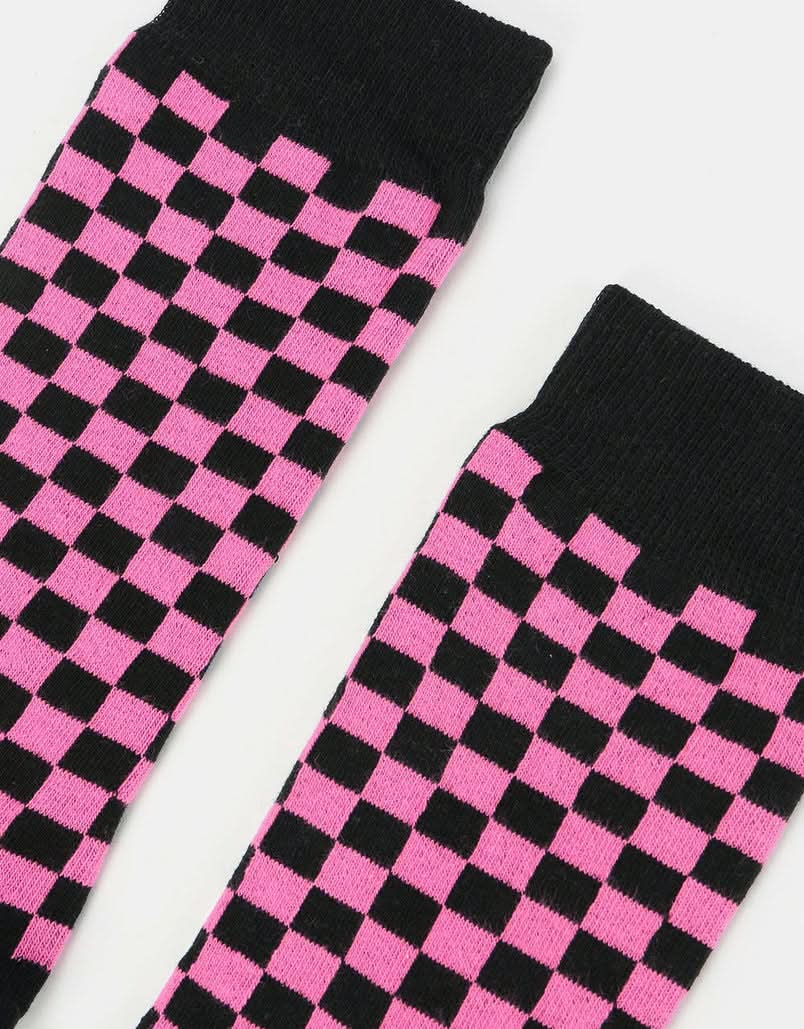 Route One Chequered Socks - Black/Pink