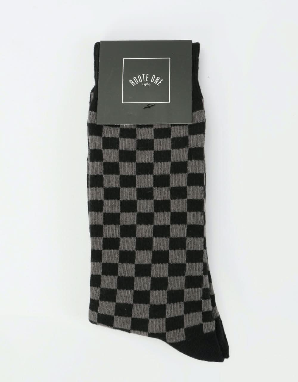 Route One Chequered Socks - Black/Grey