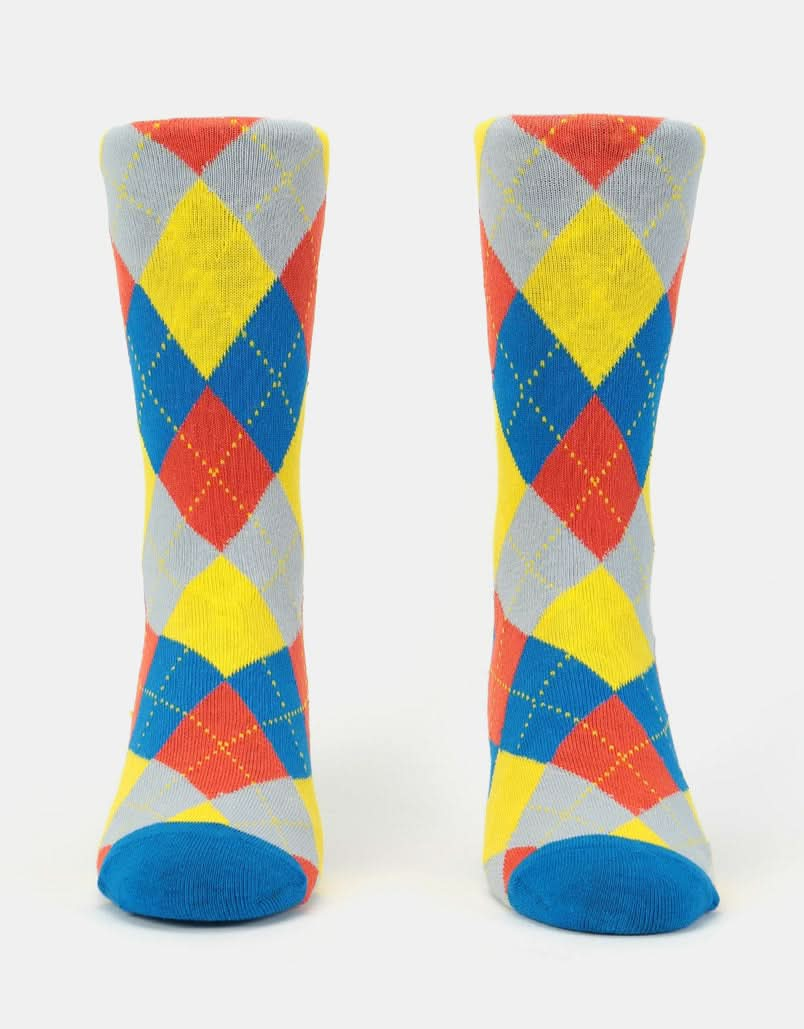 Route One Argyle Socks - Blue/Red/Yellow