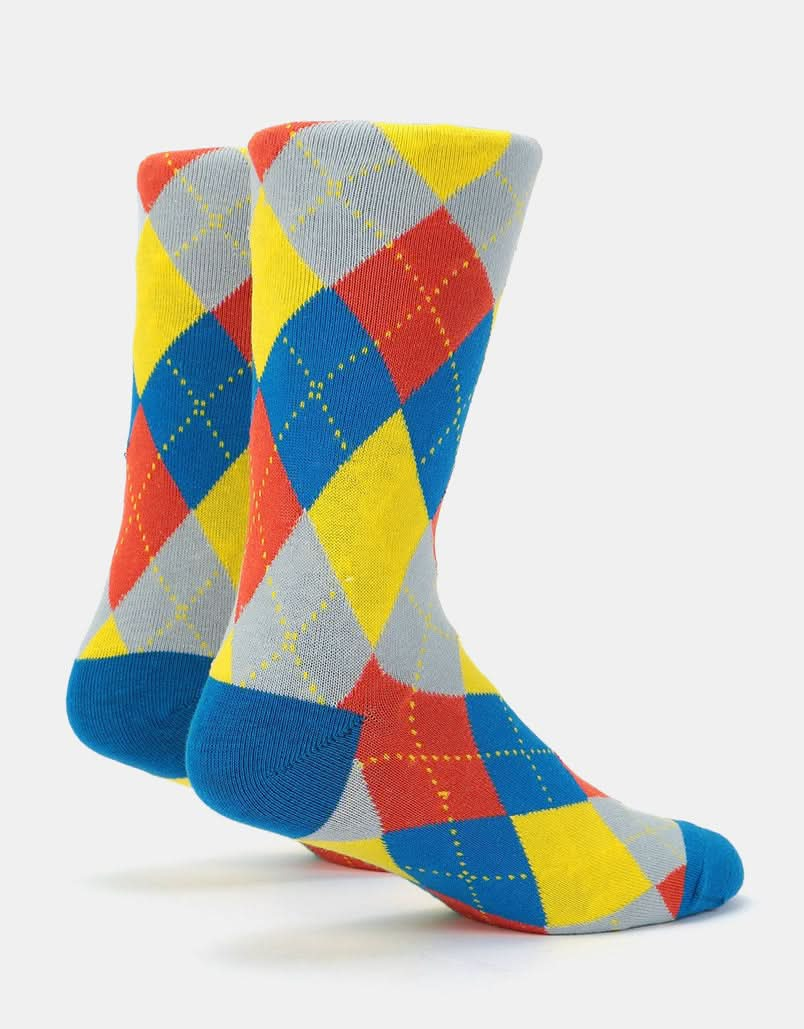 Route One Argyle Socks - Blue/Red/Yellow