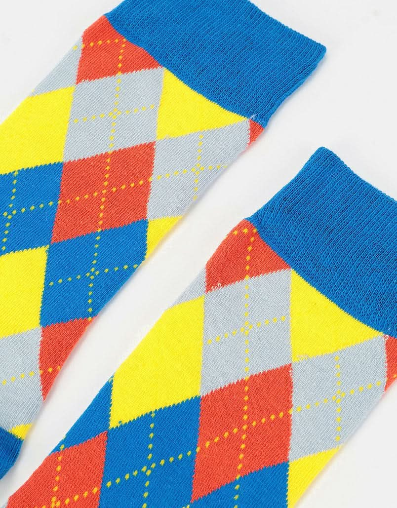 Route One Argyle Socks - Blue/Red/Yellow