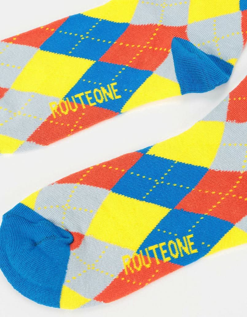 Chaussettes Route One Argyle - Bleu/Rouge/Jaune