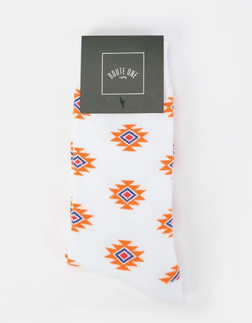 Route One Navajo Socks - White