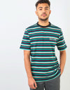 Welcome Surf Stripe S/S Knit T-Shirt - Teal/Black/Bone