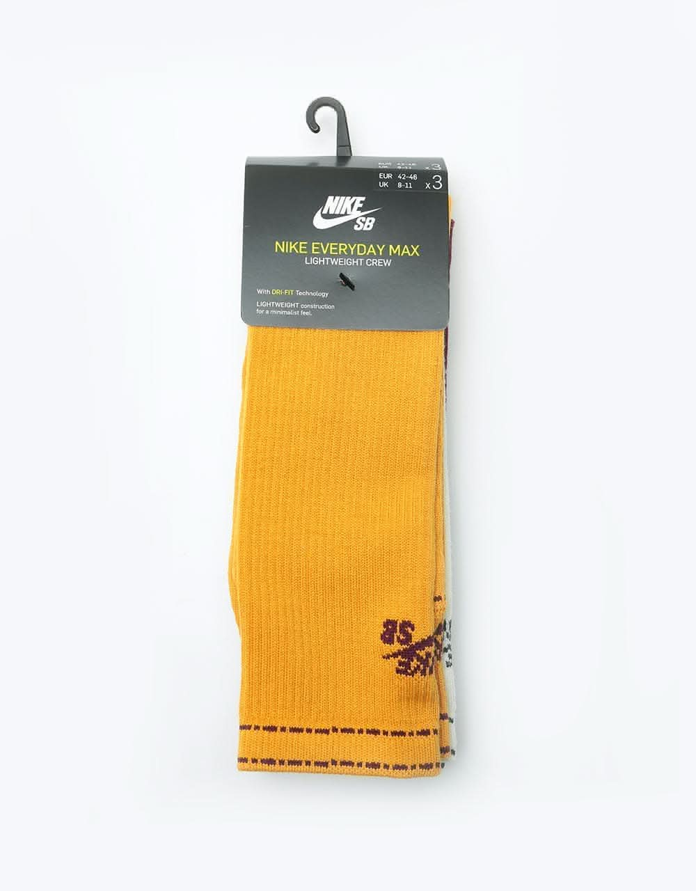 Nike SB Everyday Max Lightweight Logo Crew Socks 3 Pack - Multi (YWB)