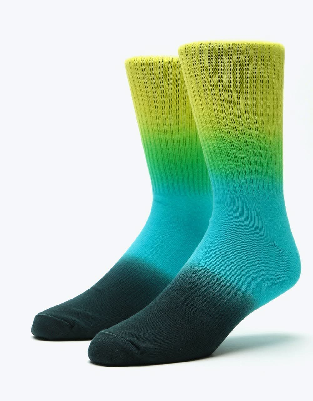 Santa Cruz Strip Fade Crew Socks - Yellow/Cyan/Black