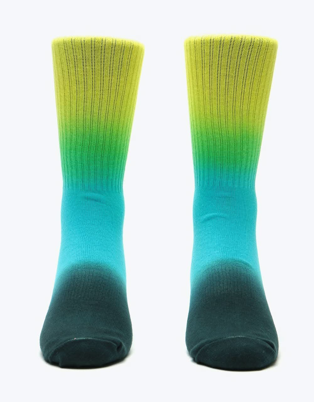 Santa Cruz Strip Fade Crew Socks - Yellow/Cyan/Black