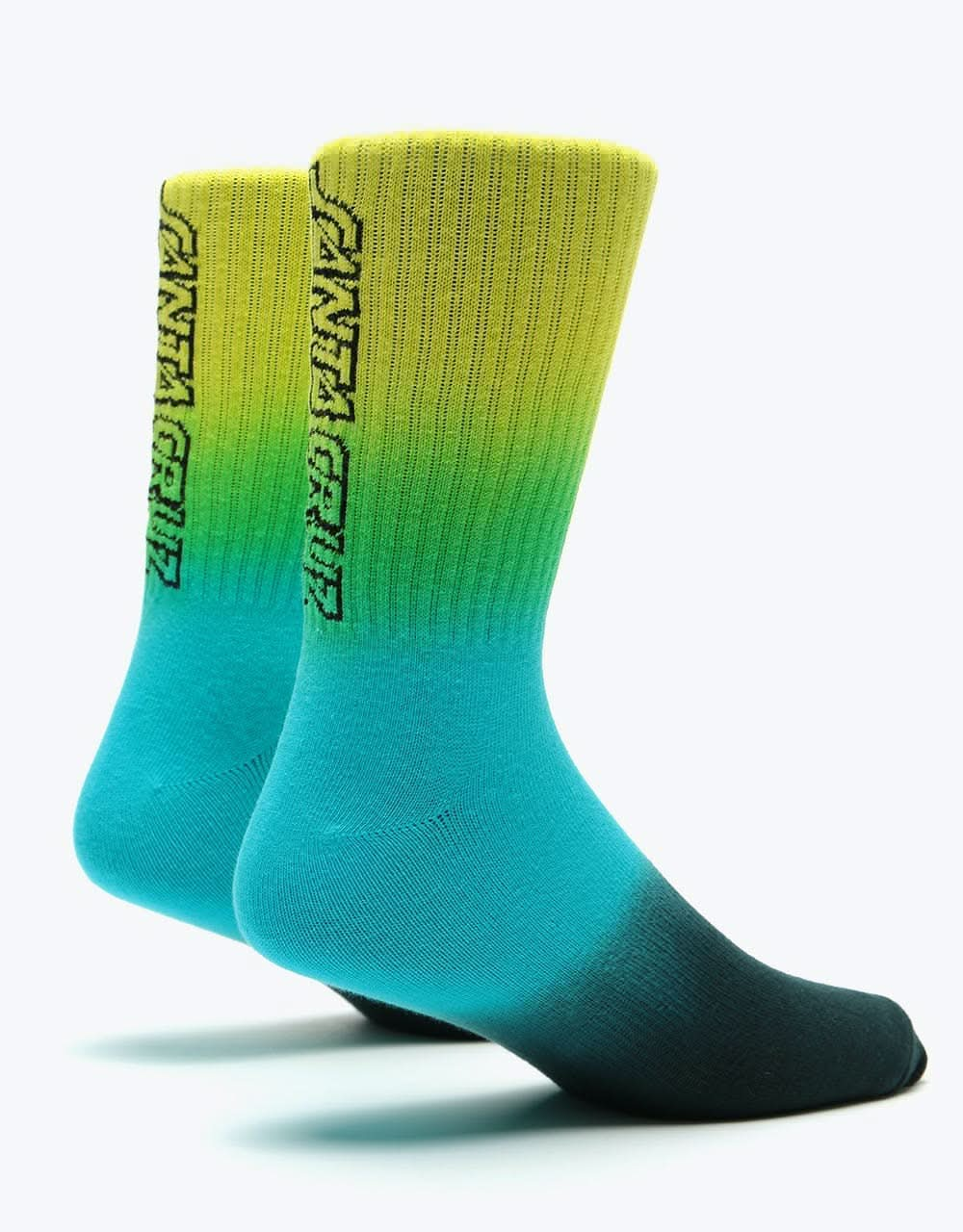 Santa Cruz Strip Fade Crew Socks - Yellow/Cyan/Black