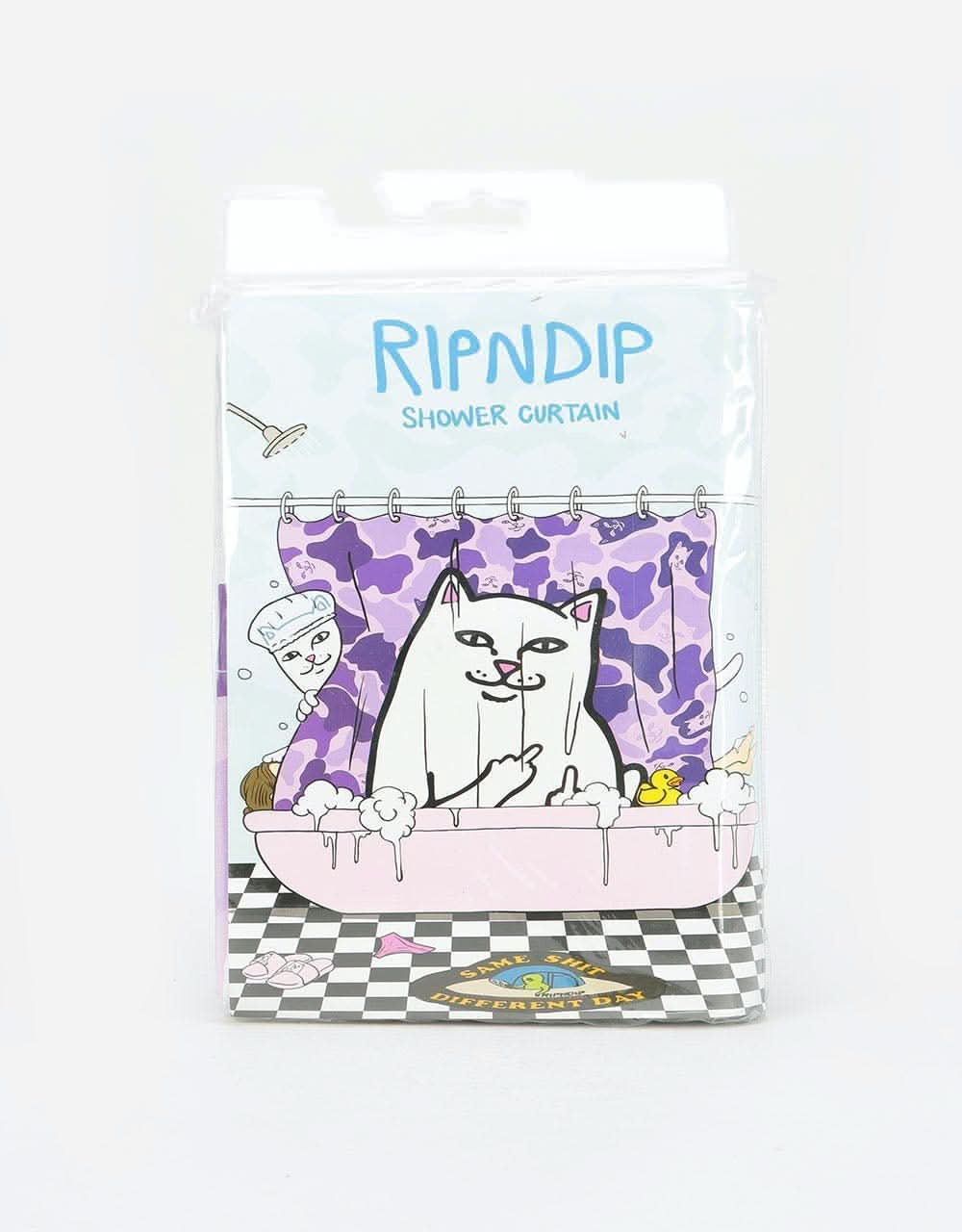 RIPNDIP Lord Nermal Shower Curtain  - Purple Camo