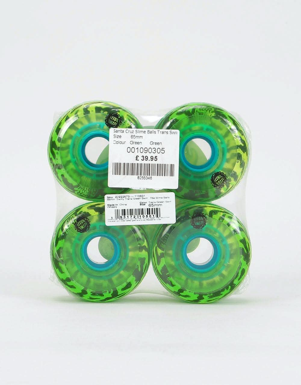 Santa Cruz Slime Balls Trans Swirl 78a Skateboard Wheel - 65mm