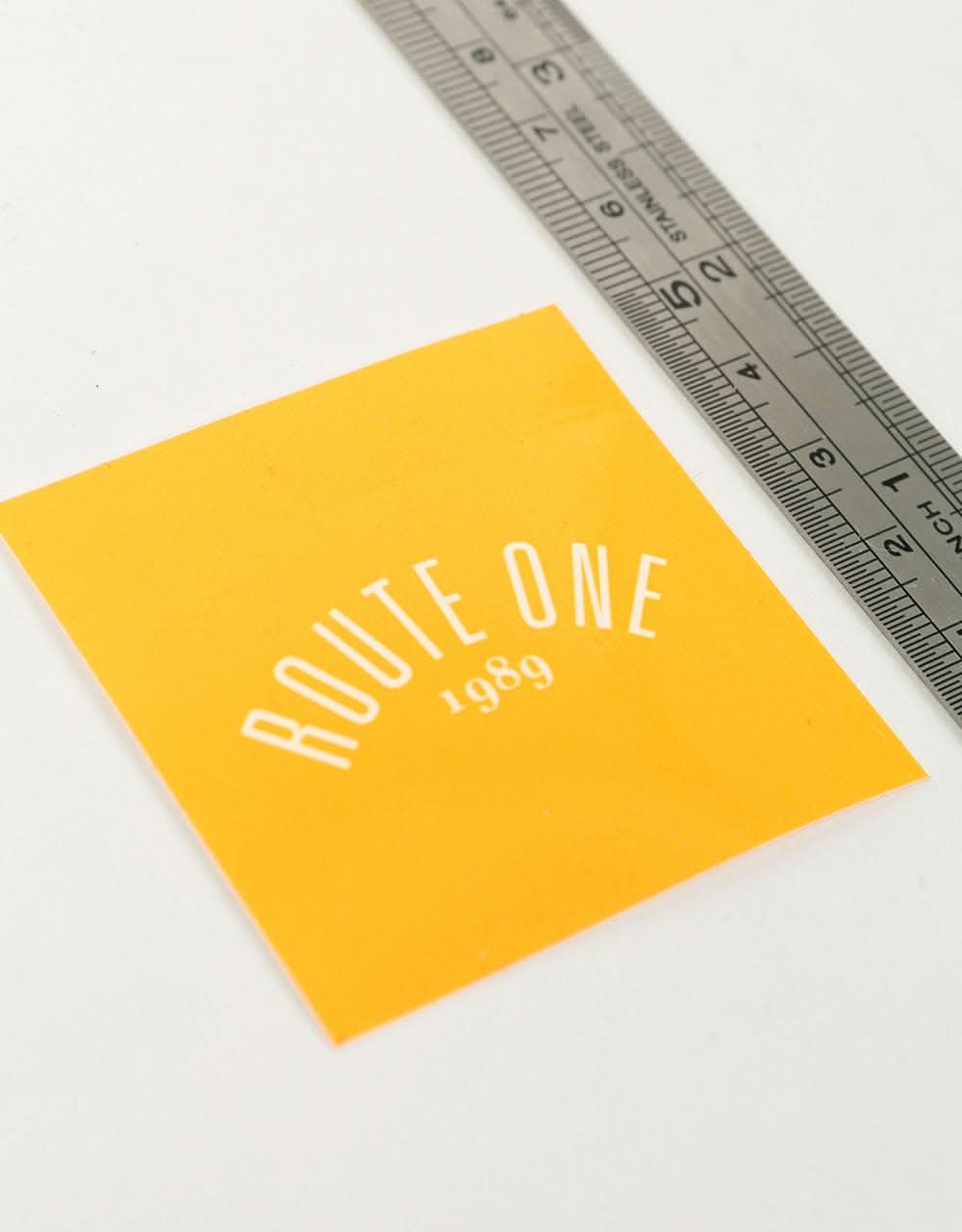 Route One Square Arch Logo Small Sticker - Orange/White