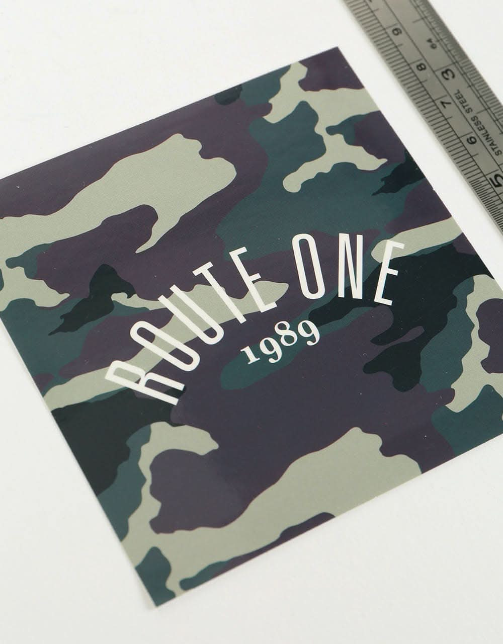 Route One Square Arch Logo Large Sticker - Camo