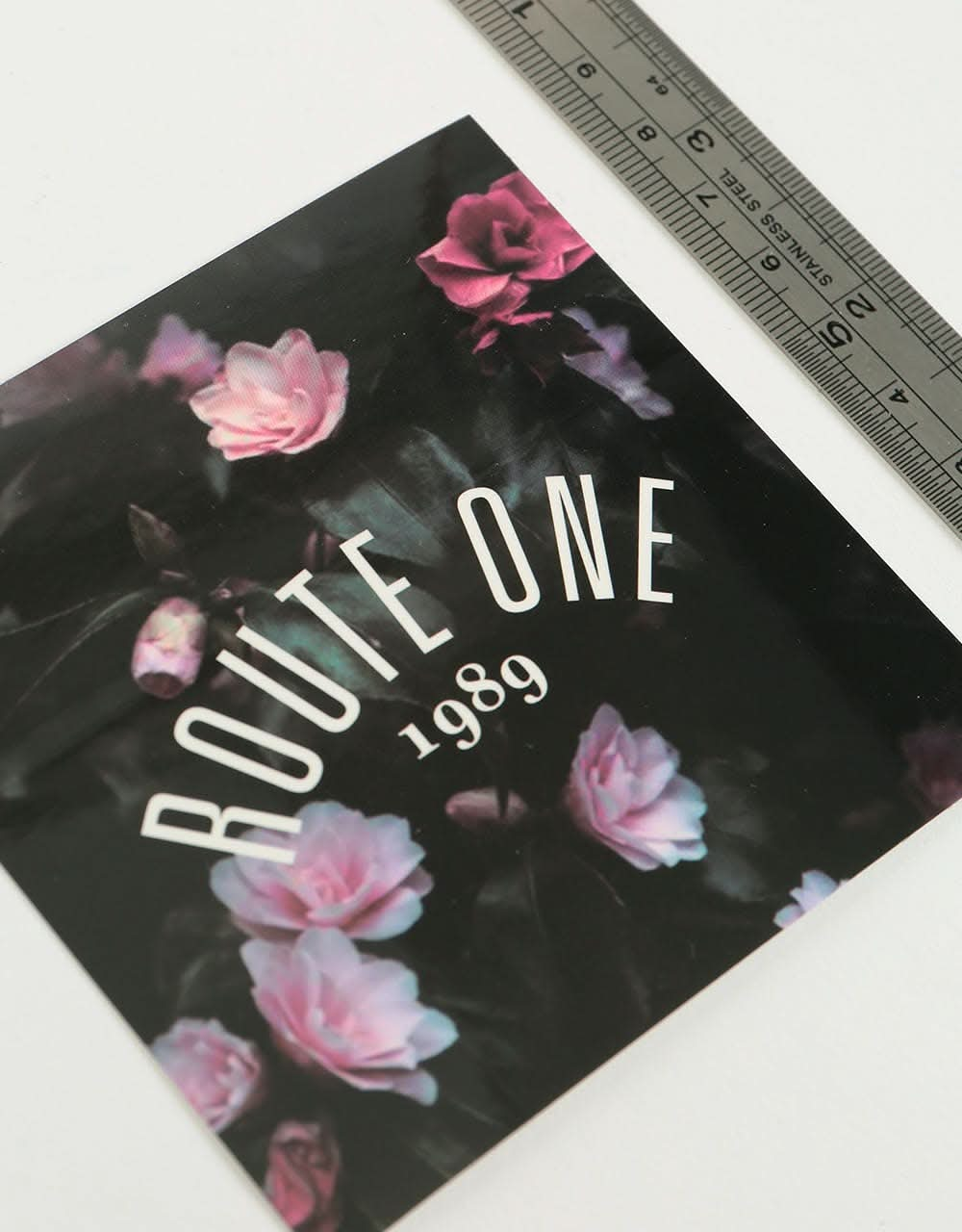 Route One Square Arch Logo Large Sticker - Floral