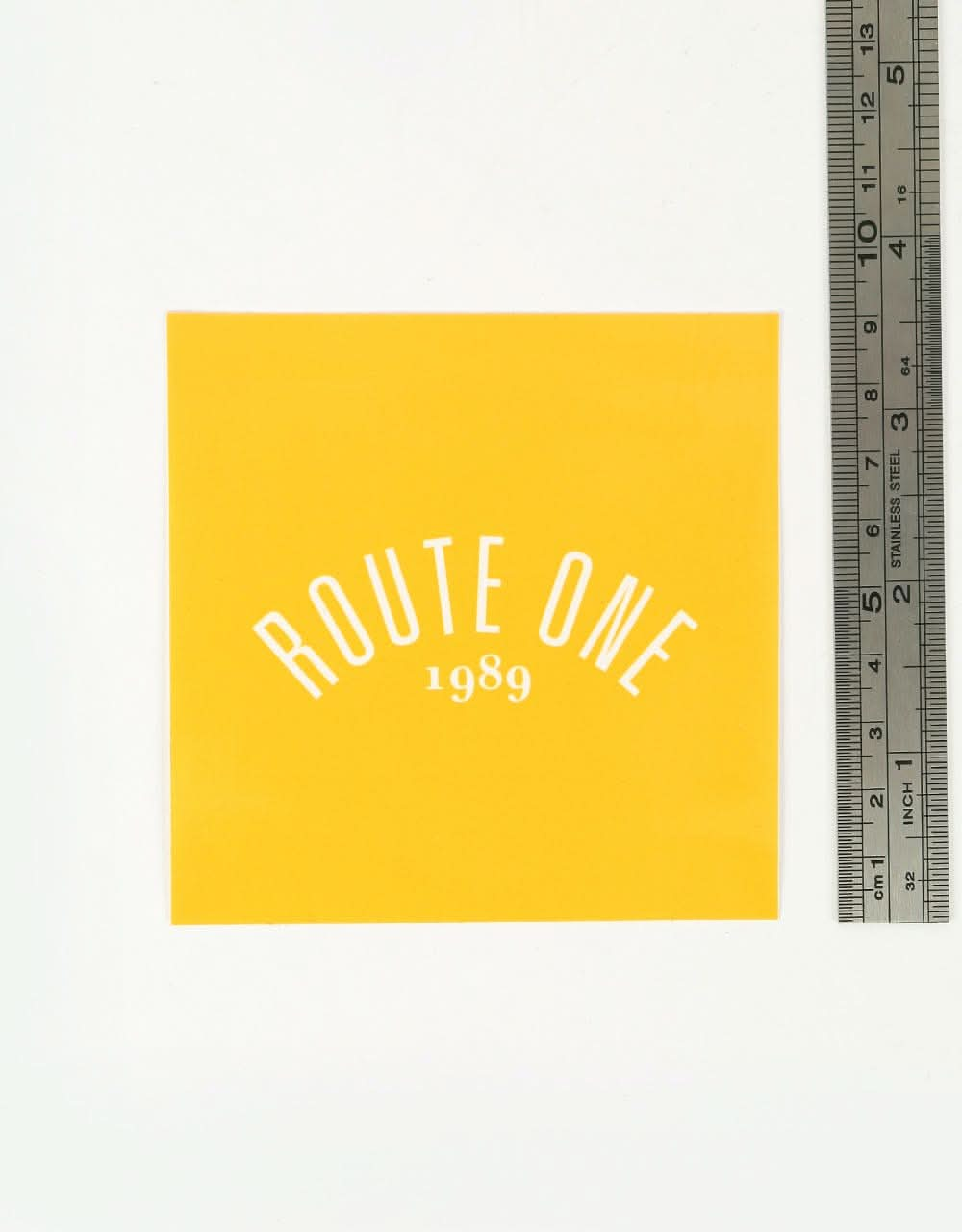 Route One Square Arch Logo Large Sticker - Orange/White