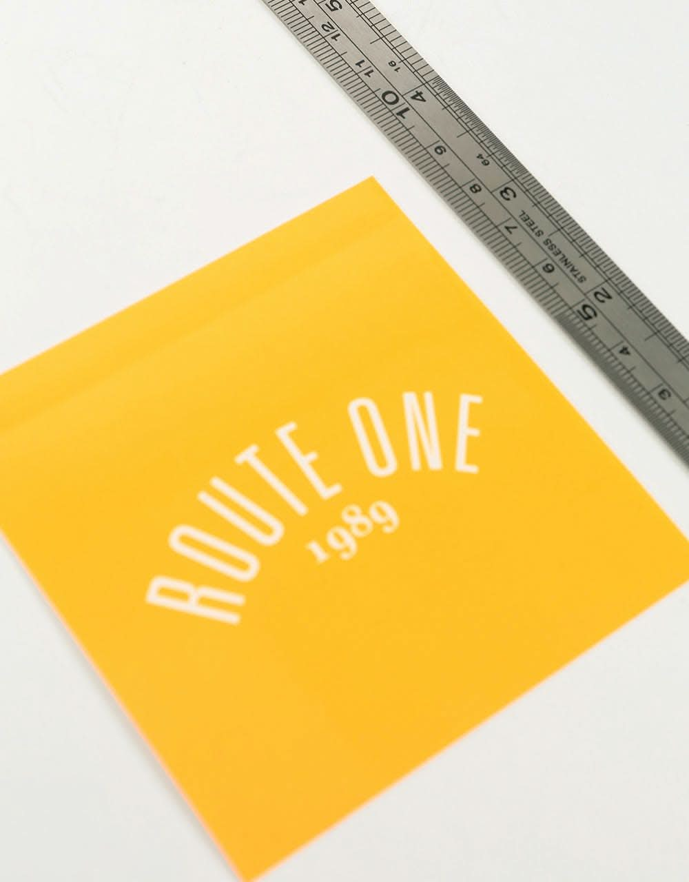 Route One Square Arch Logo Large Sticker - Orange/White