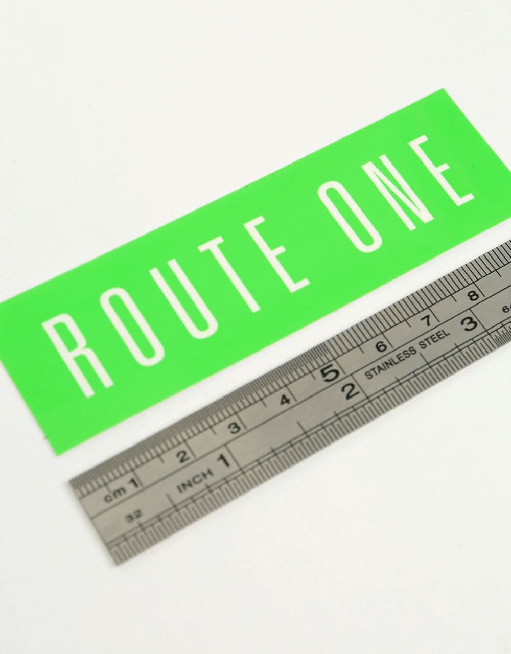 Route One Straight Logo Small Sticker - Olive/White