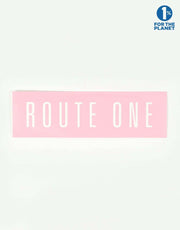 Route One Straight Logo Small Sticker - Pink/White