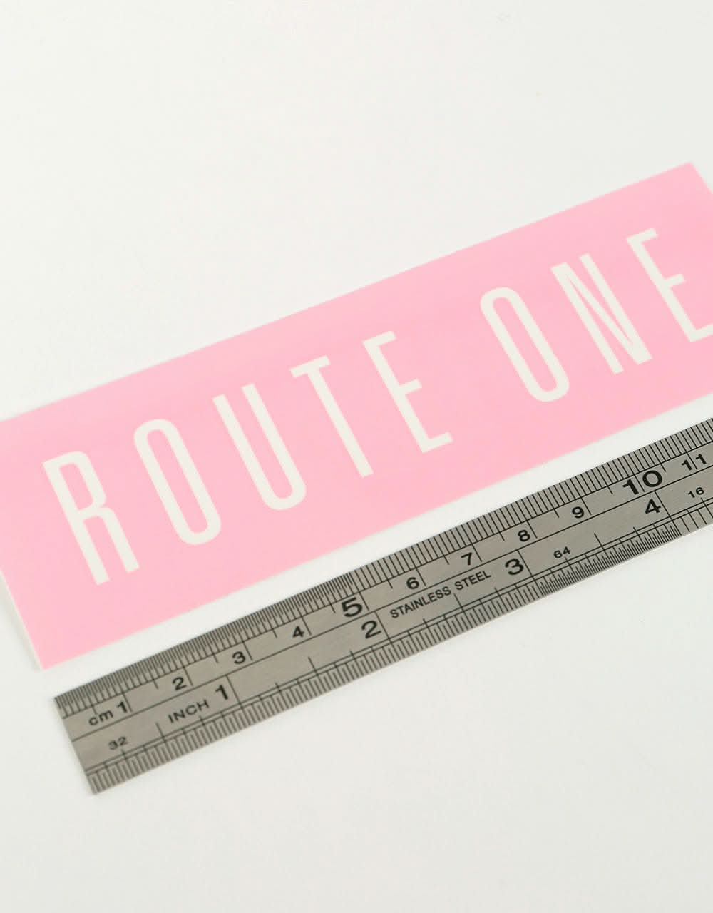 Route One Straight Logo Large Sticker - Pink/White