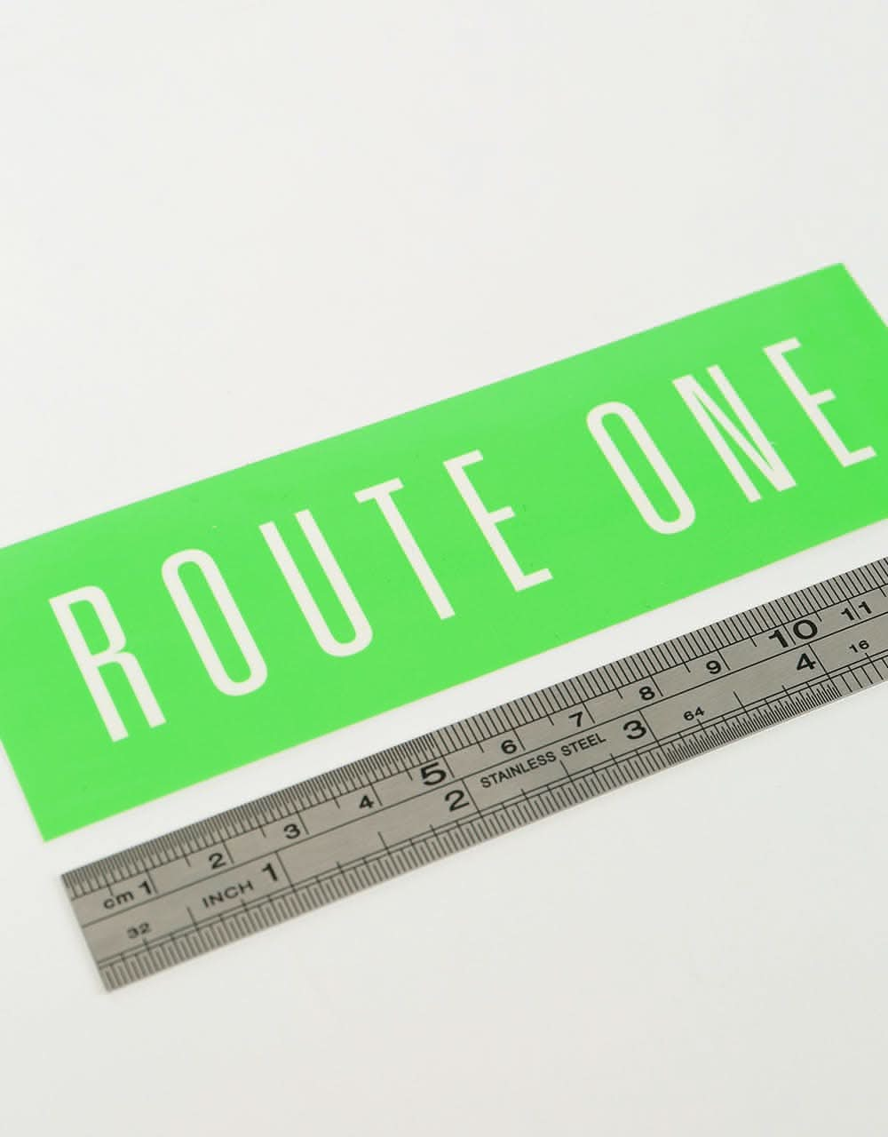 Route One Straight Logo Large Sticker - Olive/White