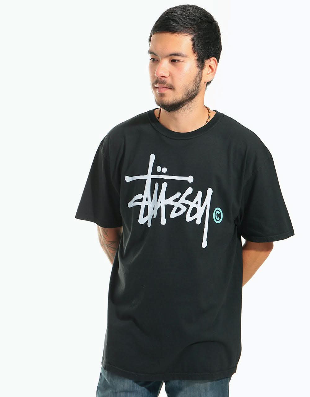 Stüssy Basic Logo Pig. Dyed T-Shirt - Black