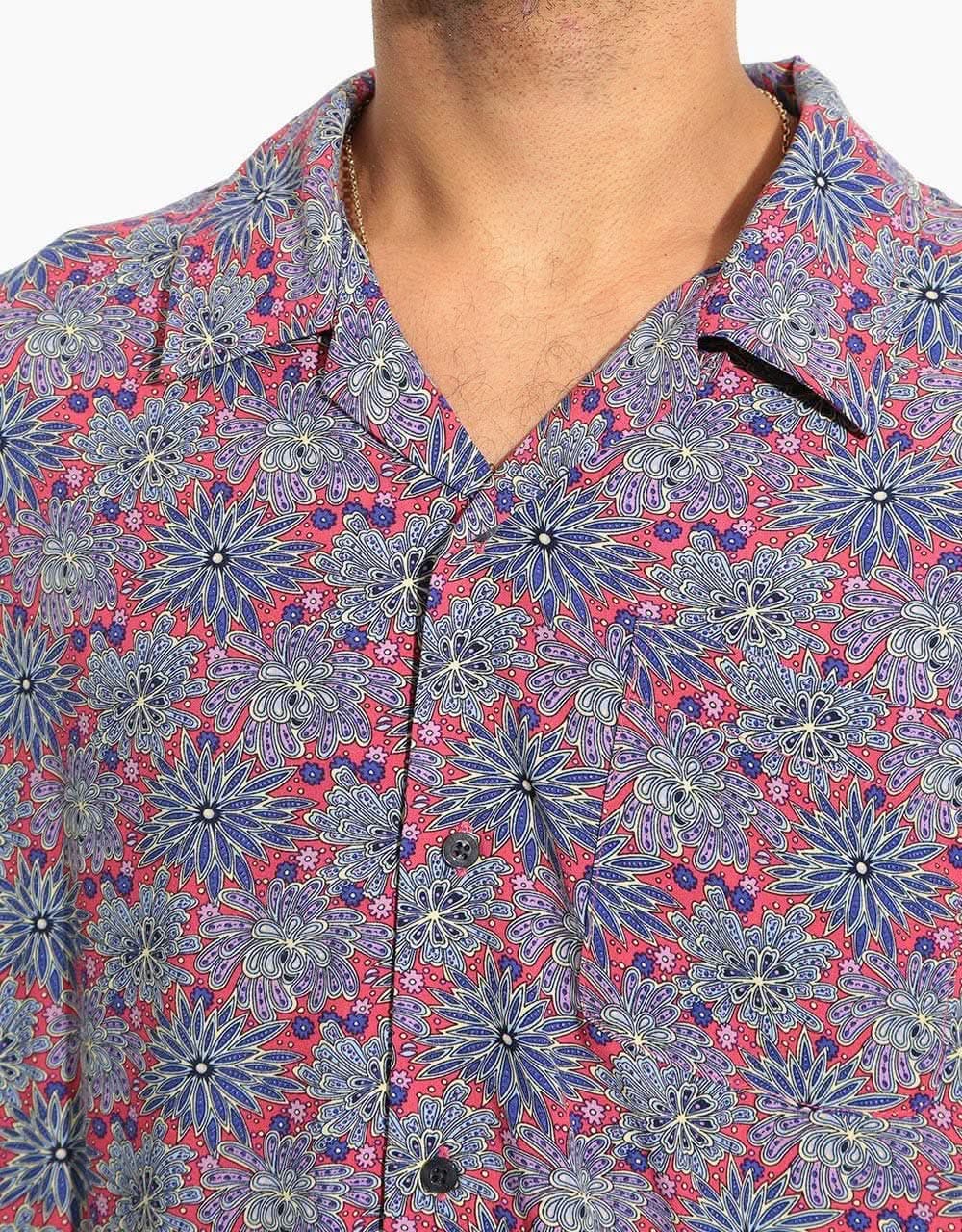 Stüssy Floral Print S/S Shirt - Red