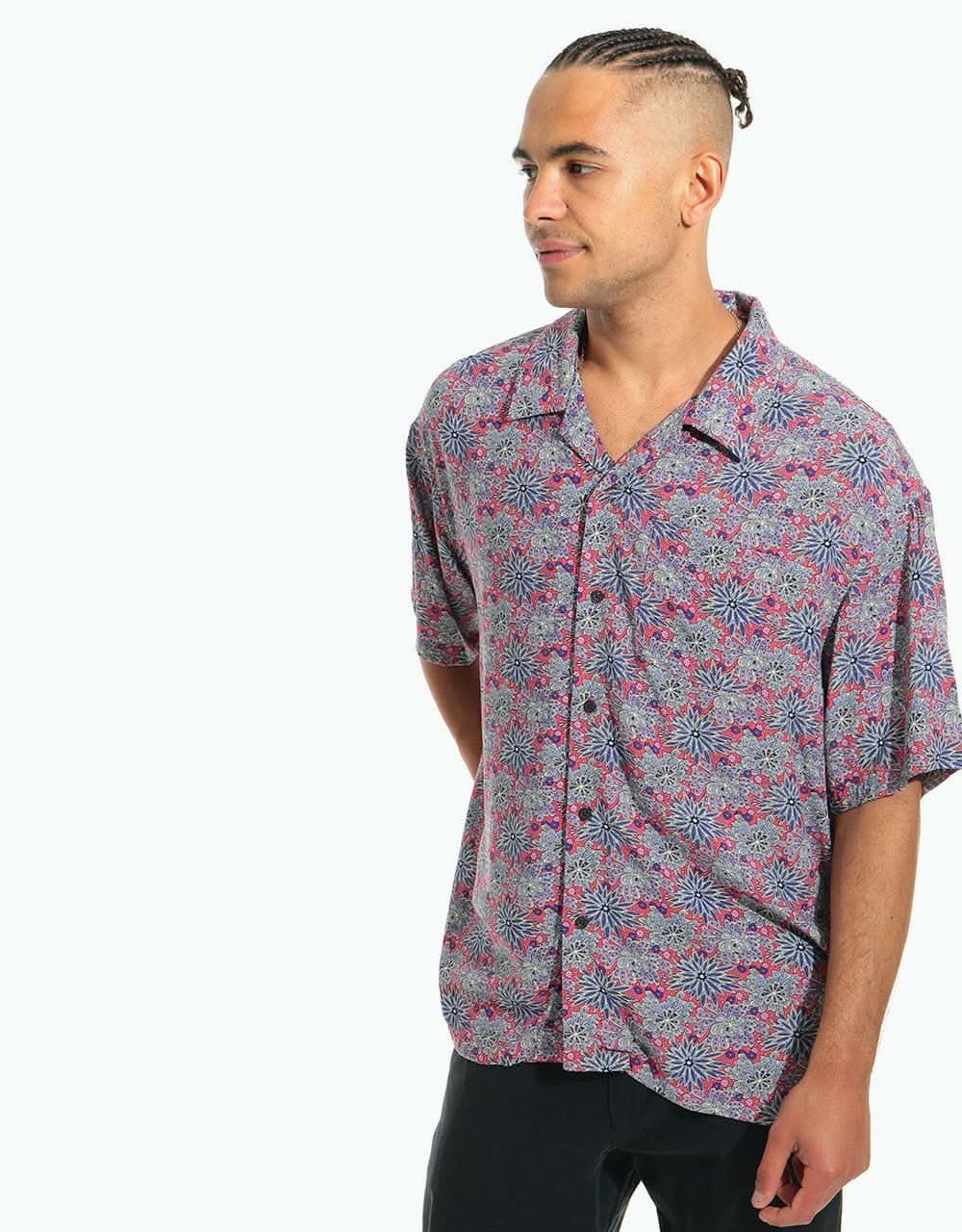 Stüssy Floral Print S/S Shirt - Red