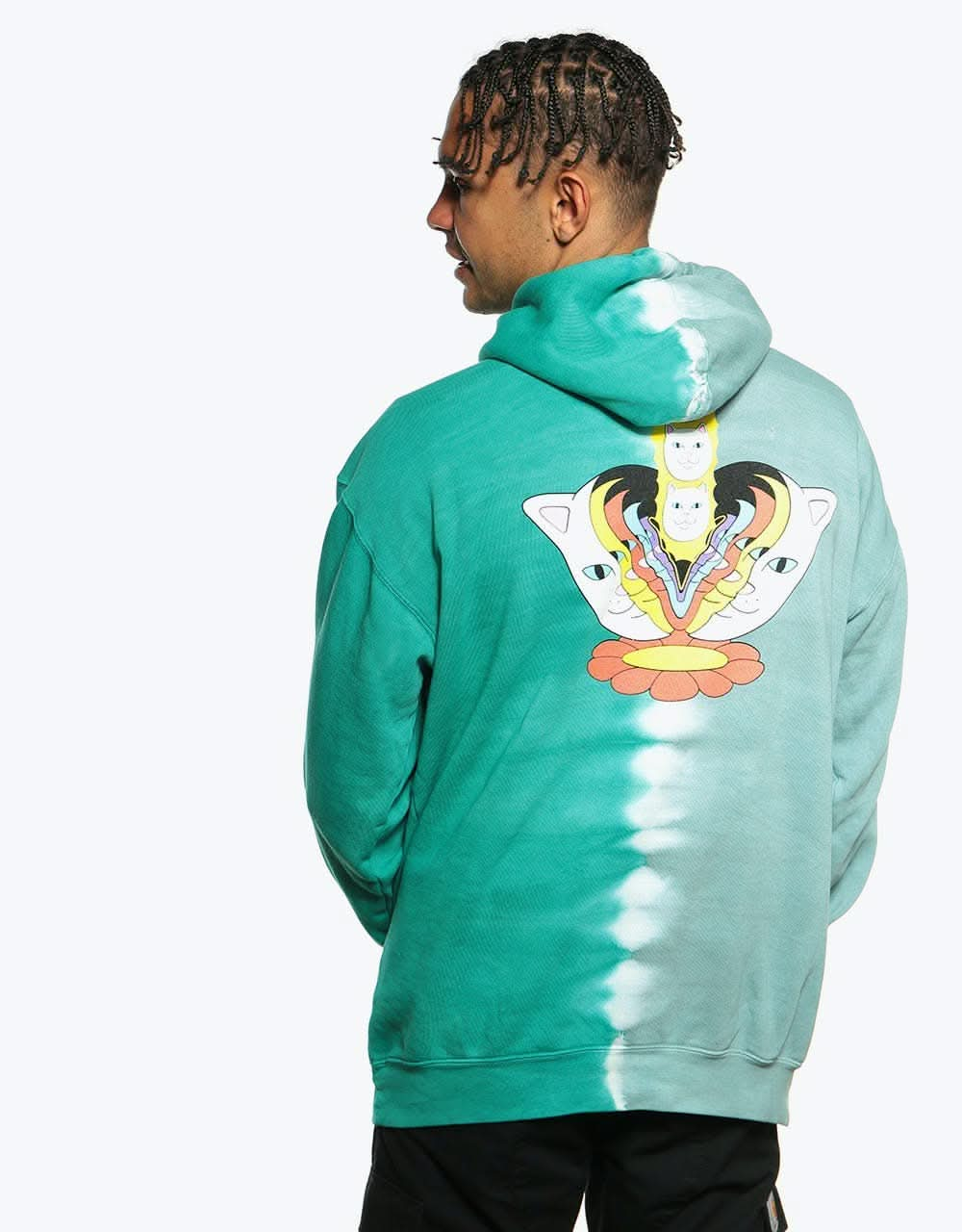 RIPNDIP Splitting Heads Pullover Hoodie - Teal/Grey Split Wash